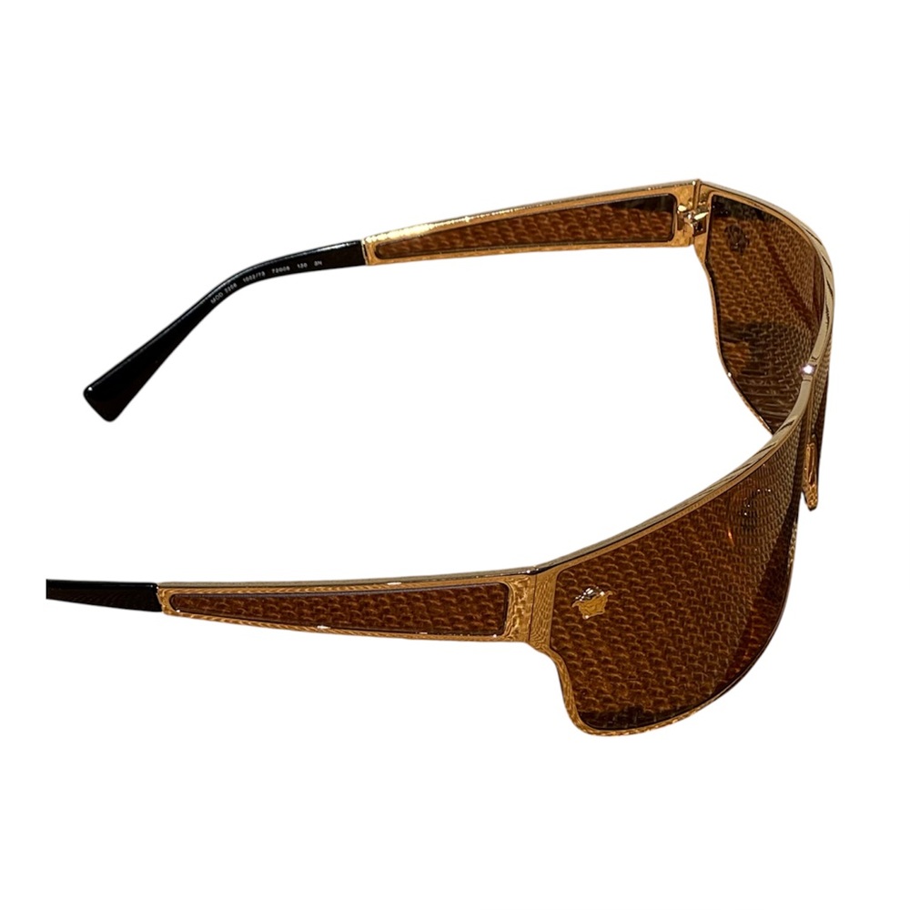 Versace Shield Sunglasses Gold Brown Medusa Italy VE 2206 - Picture 6 of 16